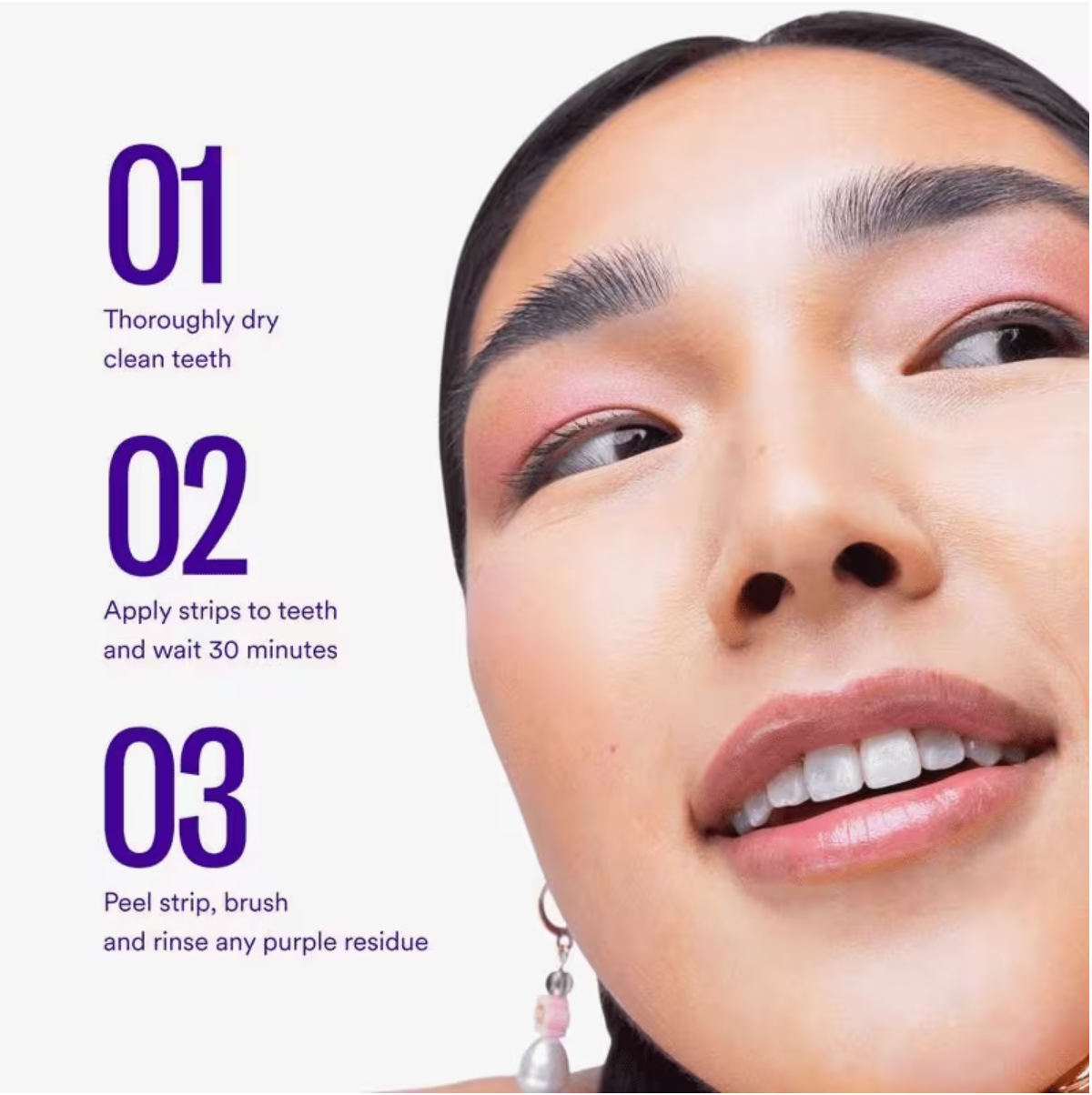 Vital Boost+™ V34 Purple Whitening Strips, Instant Color Correcting Teeth Brightening